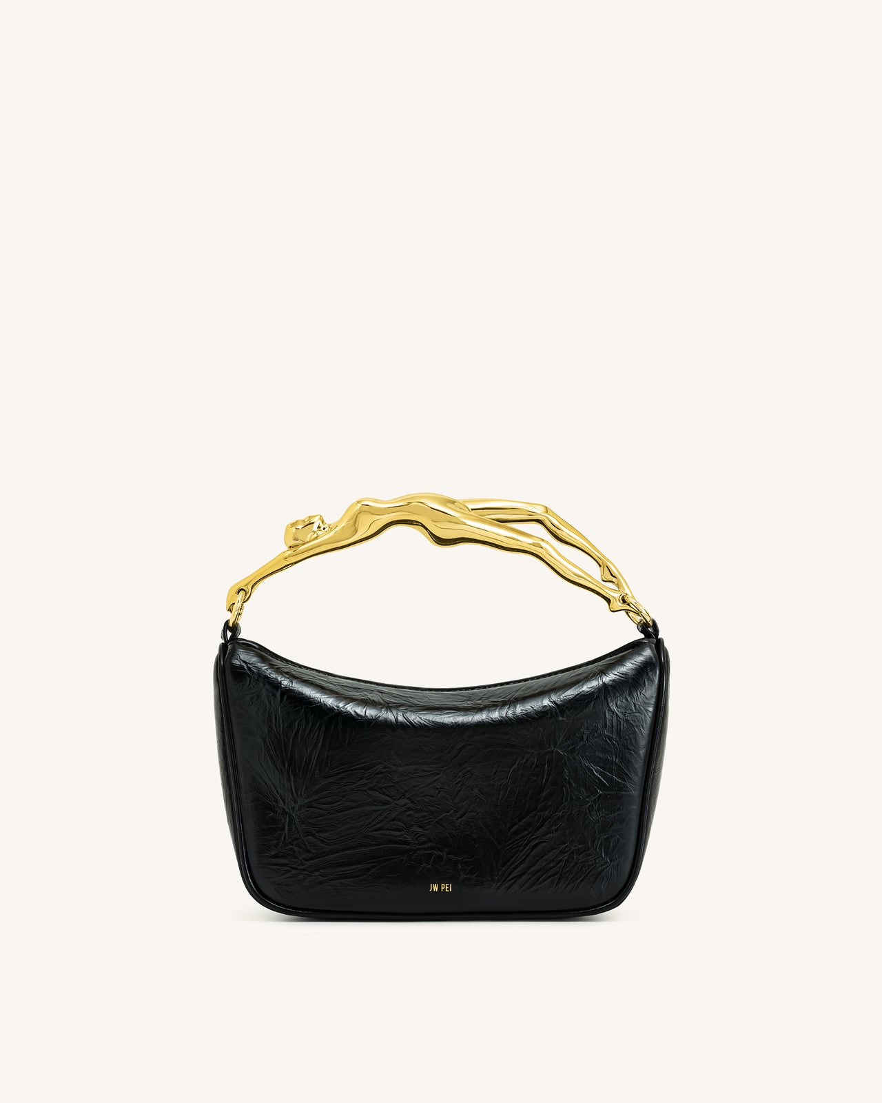 Jenny Woven Human-shaped Handle Handbag - Black