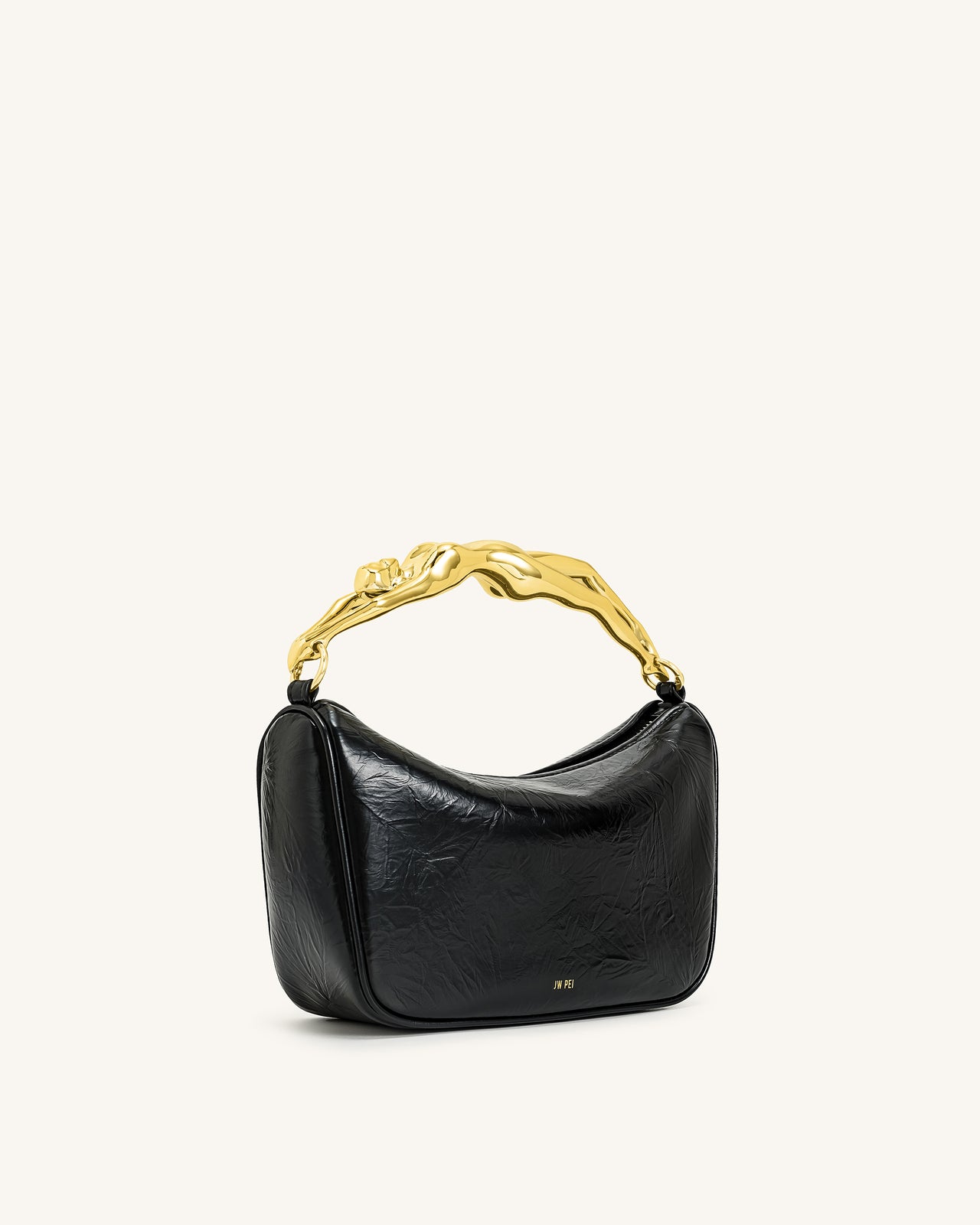 Jenny Woven Human-shaped Handle Handbag - Black