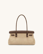 Yara Faux Suede Shoulder Bag - Dark Brown