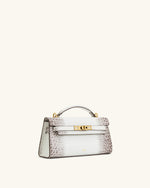 Noor Top Handle Bag - White Croc