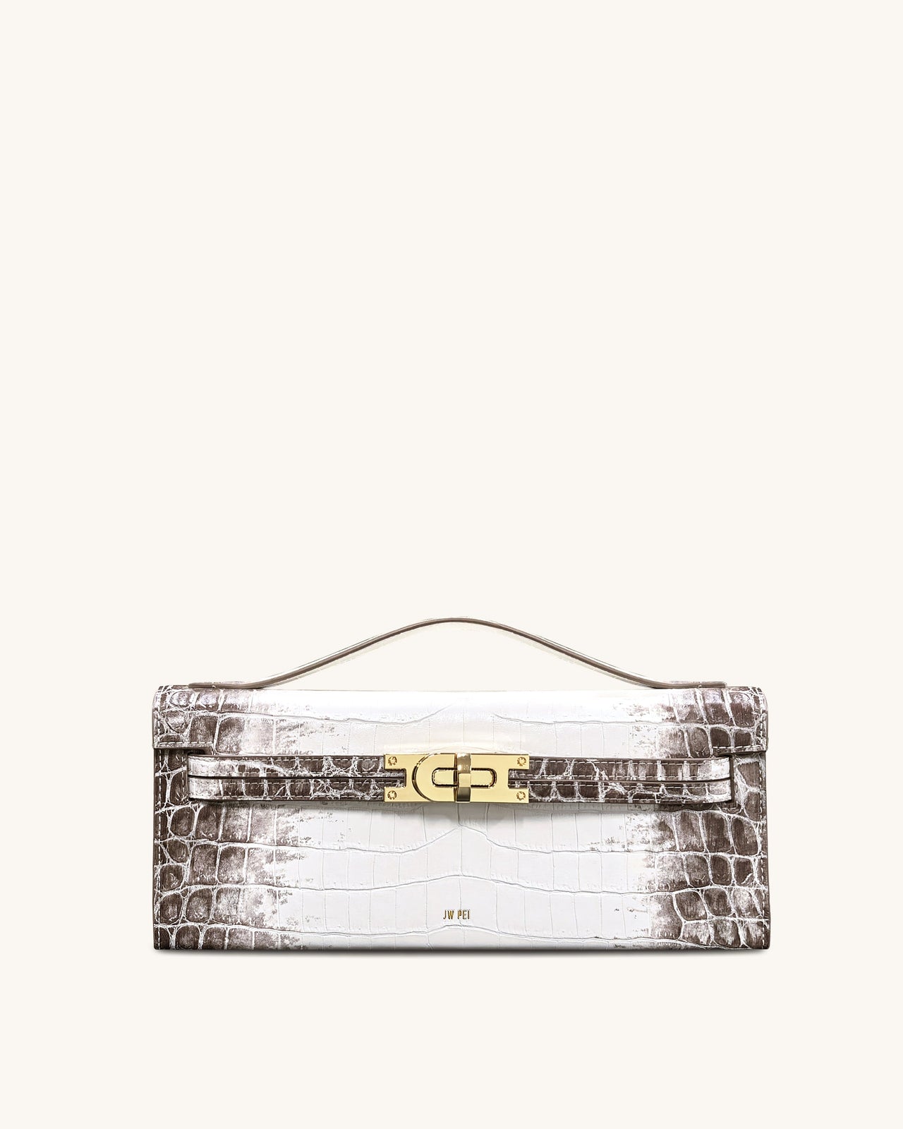 Bria Structured Top Handle Bag - White Croc