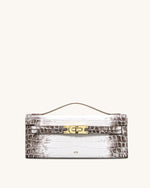 Bria Structured Top Handle Bag - White Croc