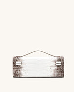 Bria Structured Top Handle Bag - White Croc