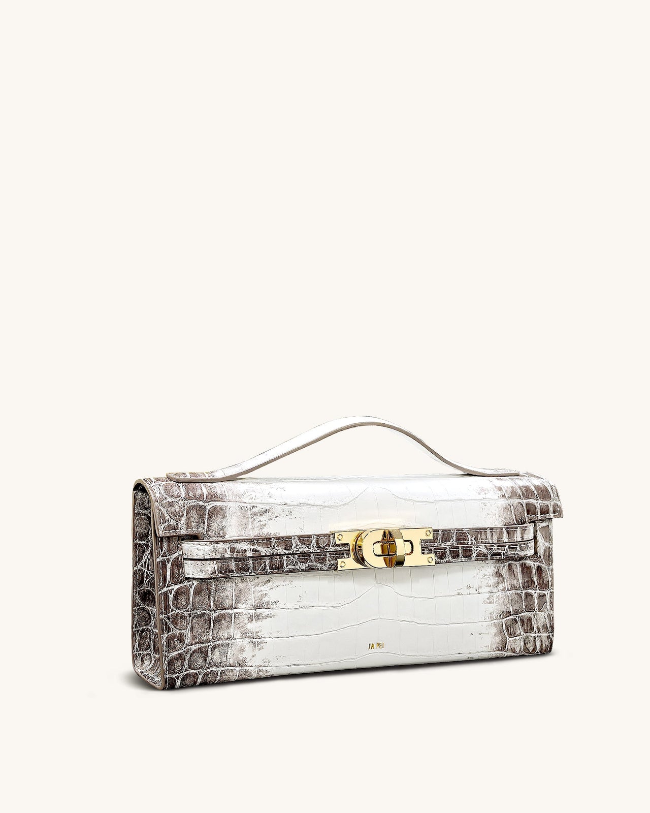 Bria Structured Top Handle Bag - White Croc