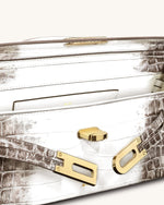 Bria Structured Top Handle Bag - White Croc