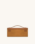 Bria Faux Suede Structured Top Handle Bag - Brown