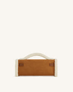 Bria Faux Suede Structured Top Handle Bag - Yellow Brown