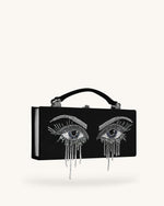 Vera Bead Decoration Rectangular Clutch Bag - Black