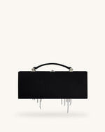Vera Bead Decoration Rectangular Clutch Bag - Black