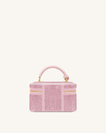 Cleo Artificial Crystal Box Shape Top Handle Bag - Pink