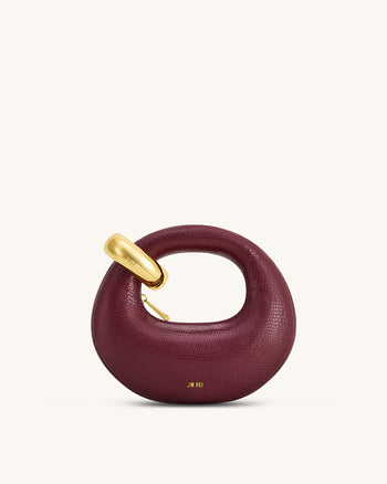 Abacus Faux Snake-Effect Mini Top Handle Bag - Burgundy