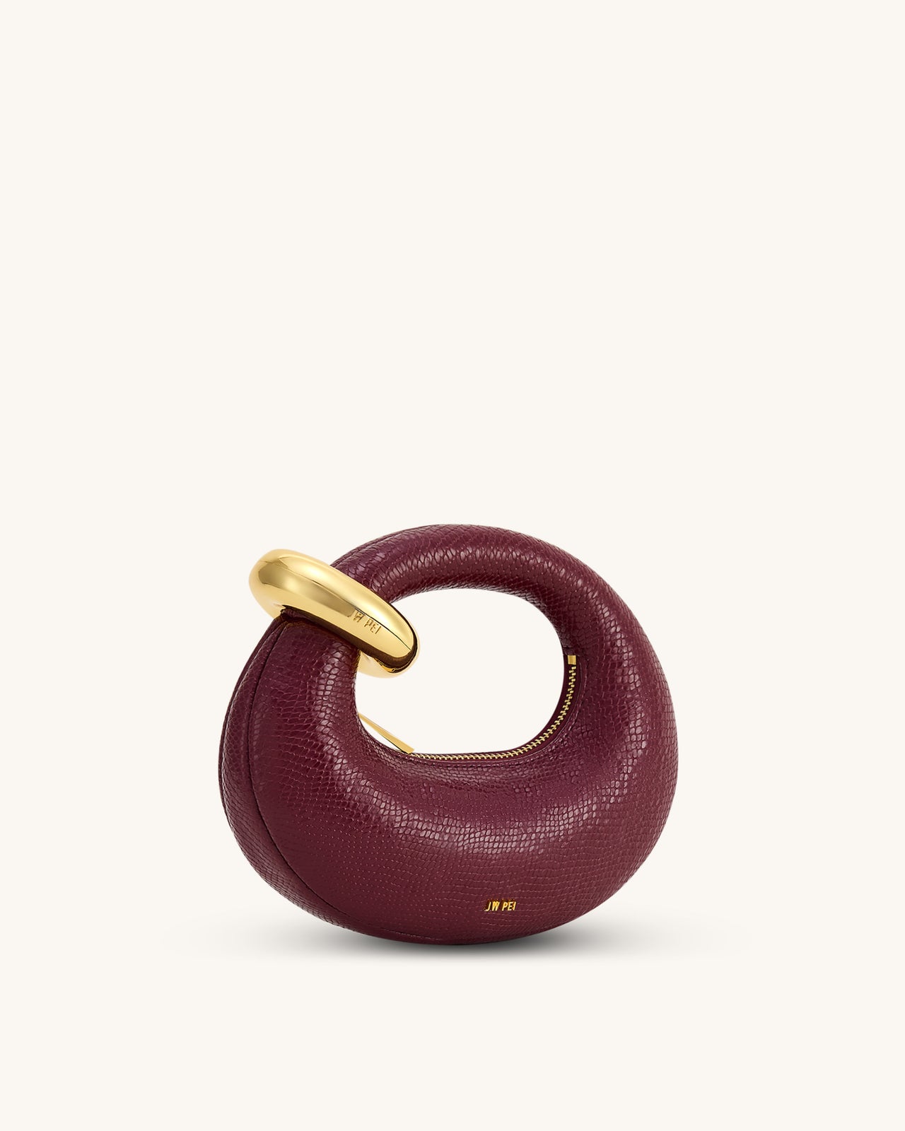 Abacus Faux Snake-Effect Mini Top Handle Bag - Burgundy