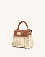 Elise Natural Rattan Weaving  Handbag - Brown Rattan