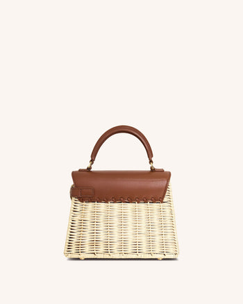Elise Natural Rattan Weaving  Handbag - Brown Rattan
