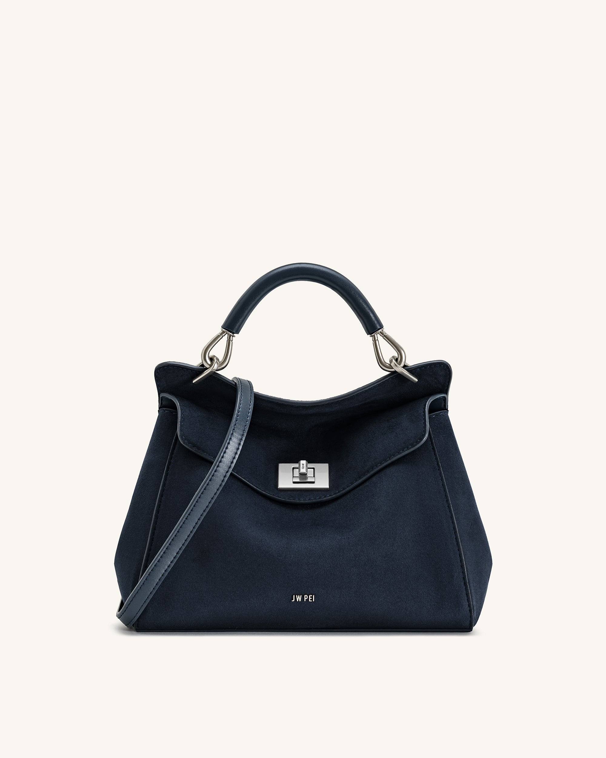 バッグ navy co Lucia Classic Faux Suede Top Handle Bag - Navy Blue - JW PEI LATAM