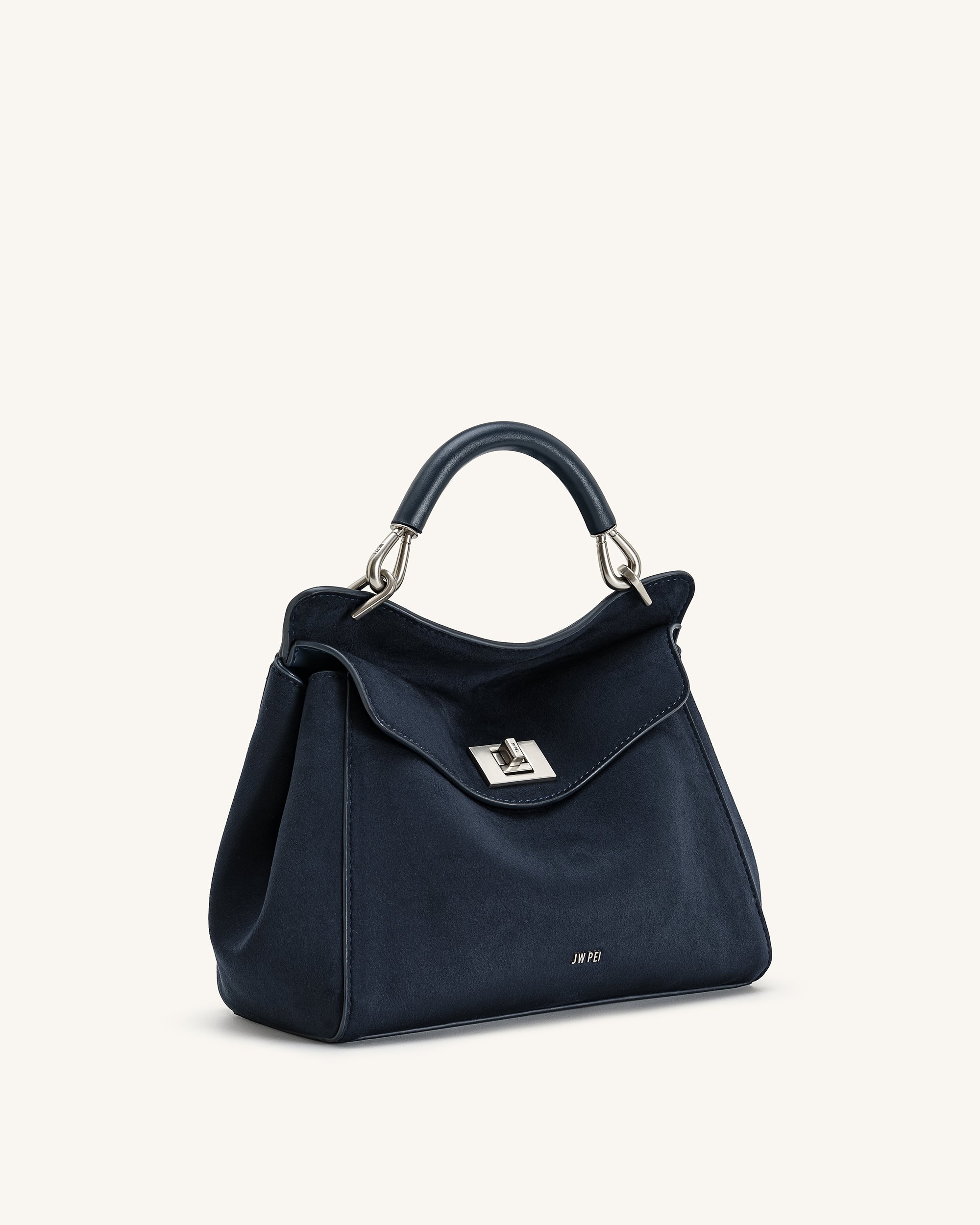 Lucia Classic Faux Suede Top Handle Bag - Navy Blue - JW PEI LATAM