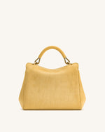Lucia Classic Croc-Embossed Faux Suede Top Handle Bag - Yellow