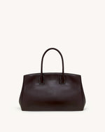 Ziva Metal Lock Decoration Tote Bag - Dark Brown