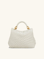 Lucia Classic Top Handle Woven Bag - White