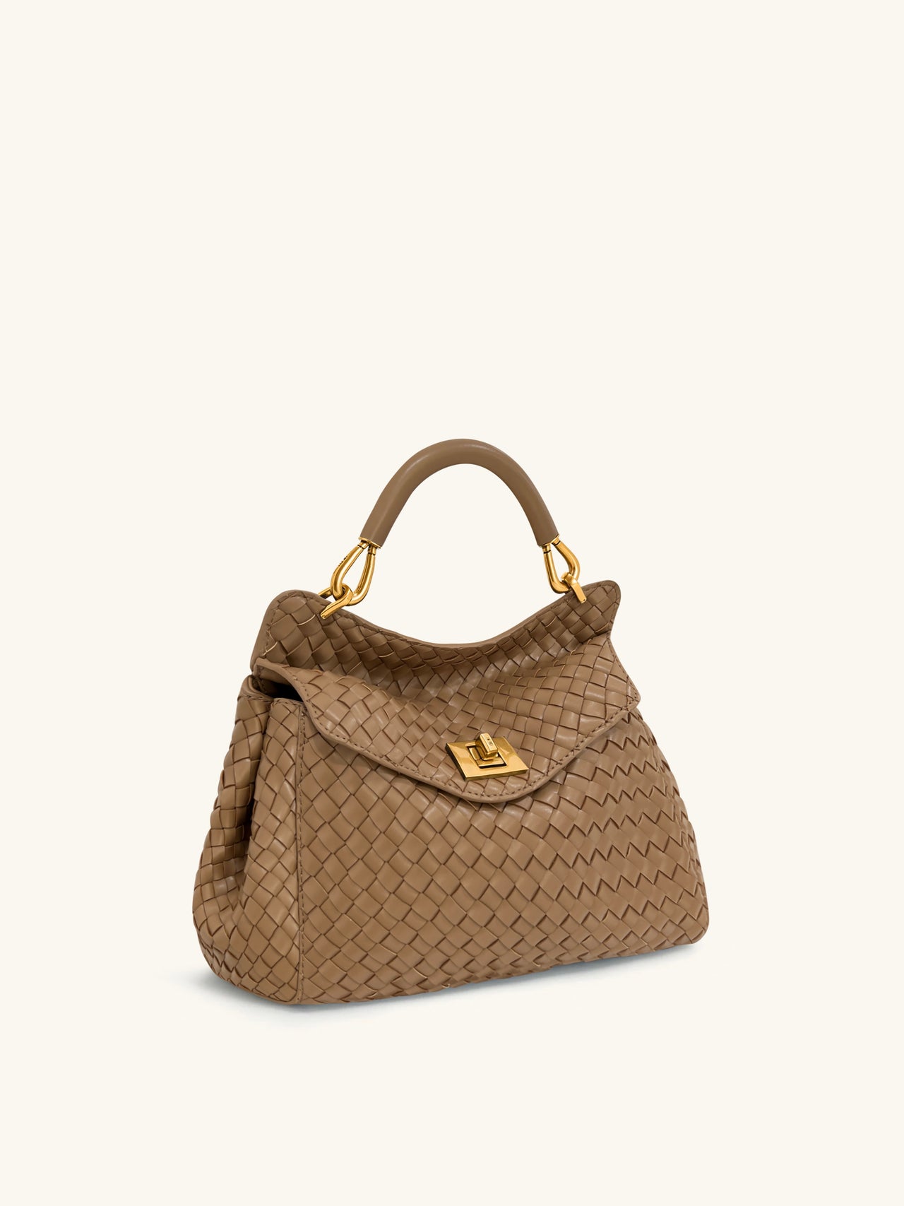 Lucia Classic Top Handle Woven Bag - Brown