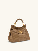 Lucia Classic Top Handle Woven Bag - Brown