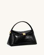 Talia Top Handle Bag - Black Croc