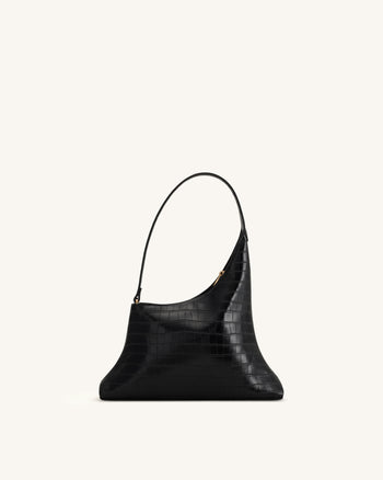 Lyra Shoulder Bag - Black Croc
