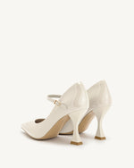 Thalina Patent Leather Pumps - Beige
