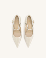 Thalina Patent Leather Pumps - Beige