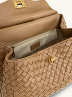 Lucia Classic Top Handle Woven Bag - Brown