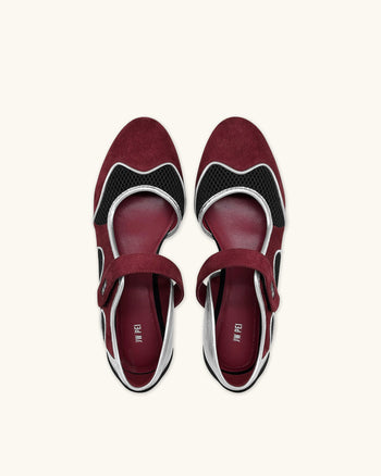 Zoe Mary Janes Flats – Burgundy Black