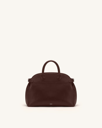 Arden Curved Top Handle Bag - Dark Brown