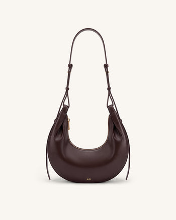 Sharon Crescent Crossbody Bag - Dark Brown