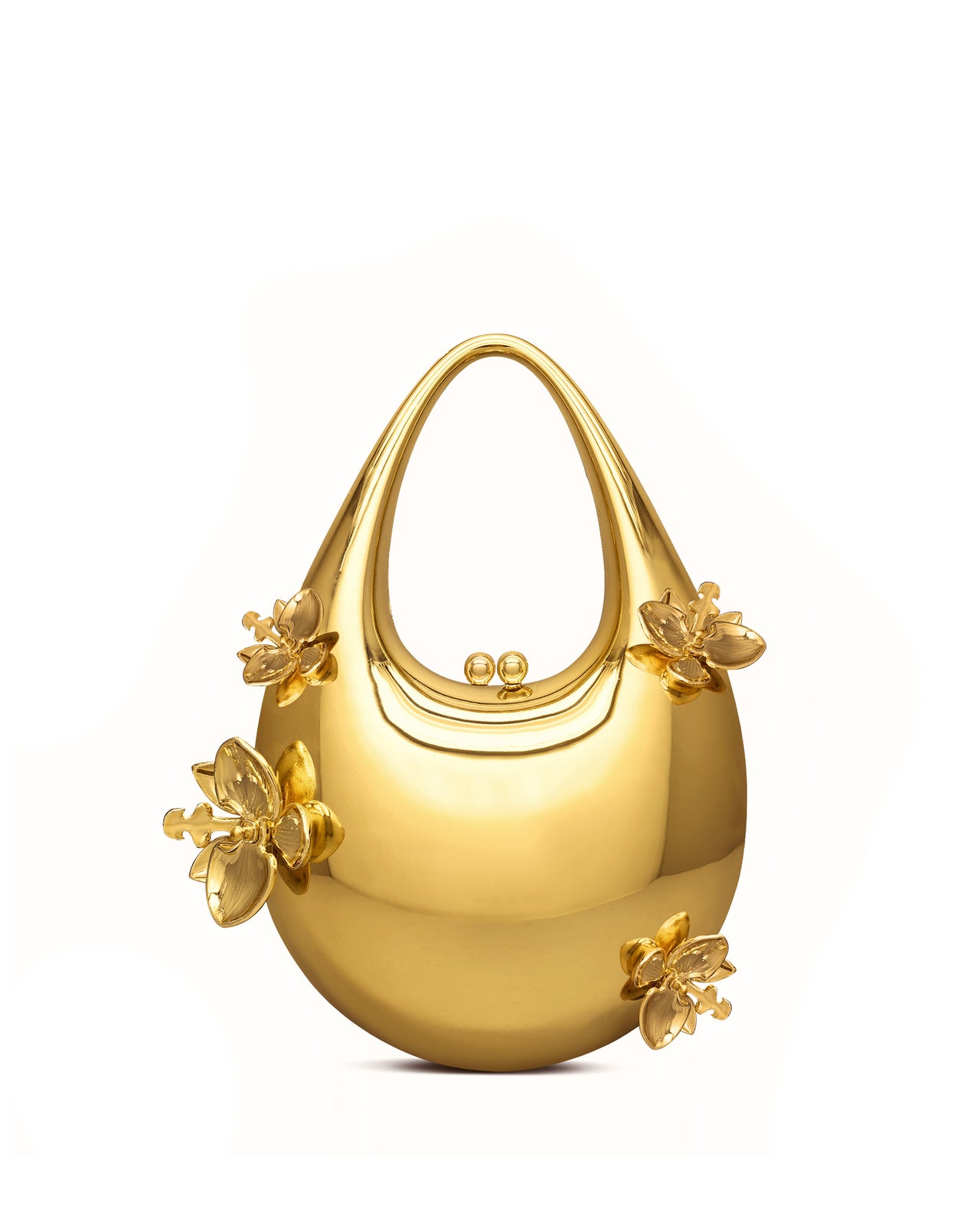 Lydia Floral Embellished Handbag - Gold