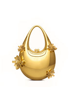 Lydia Floral Embellished Handbag - Gold