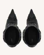 Joanne Paneled Detailing leather Ankle Boots - Black