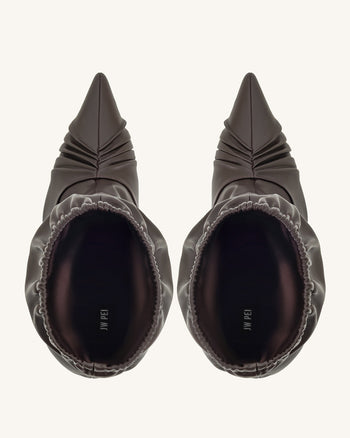 Joanne Paneled Detailing leather Ankle Boots- Burgundy