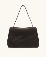 Hilary Woven Shoulder Bag - Dark Brown