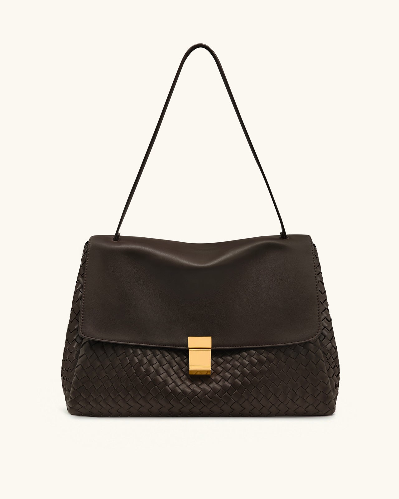 Hilary Woven Shoulder Bag - Dark Brown