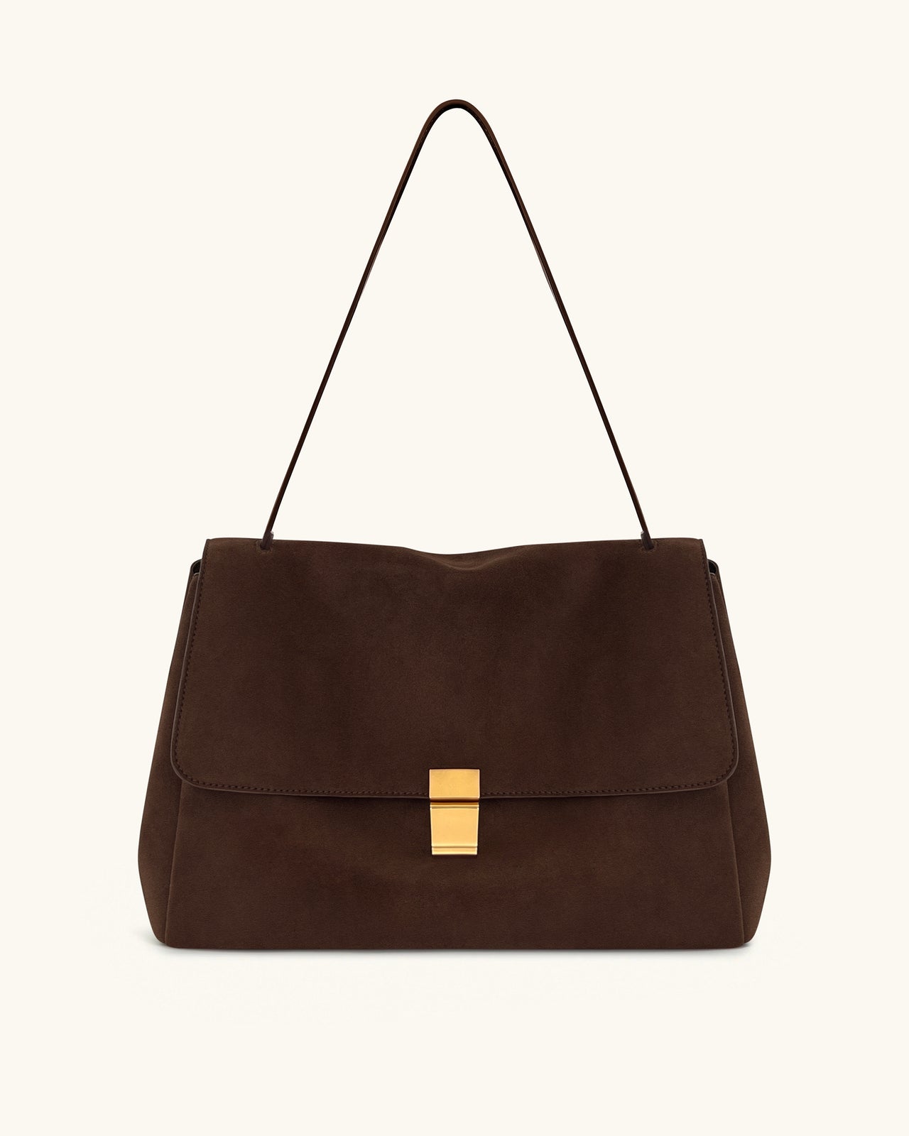 Hilary Faux Suede Shoulder Bag - Dark Brown