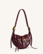 Tessa Studded Shoulder Bag - Burgundy