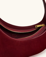 Harlee Faux Suede Fringe Shoulder Bag - Burgundy