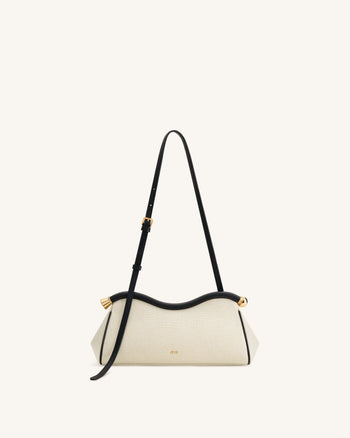 Naomi Curved Shoulder Bag - Black Canvas