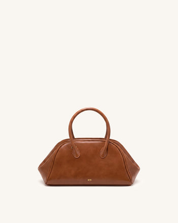 Veda Vintage Finish Bowler Bag - Saddle Brown