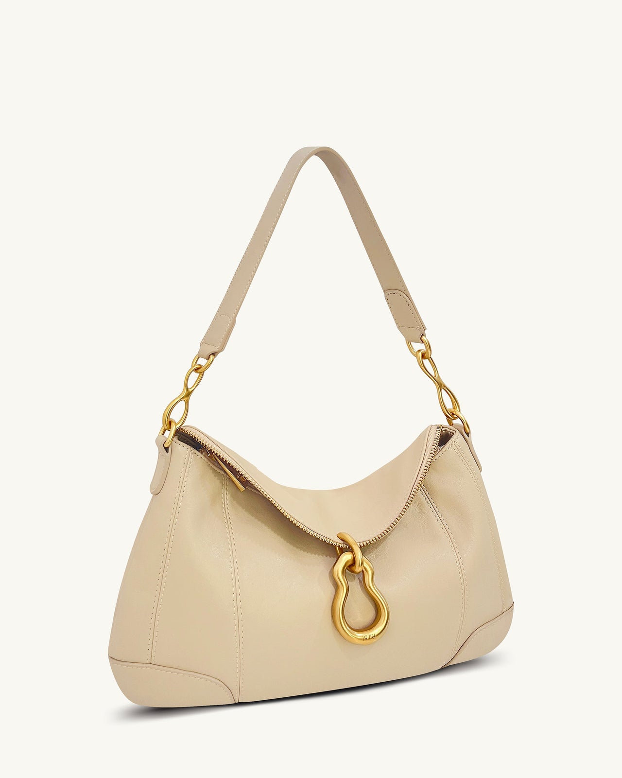 Jayla Metal Pendant Embellished Shoulder Bag - Khaki