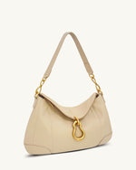 Jayla Metal Pendant Embellished Shoulder Bag - Khaki