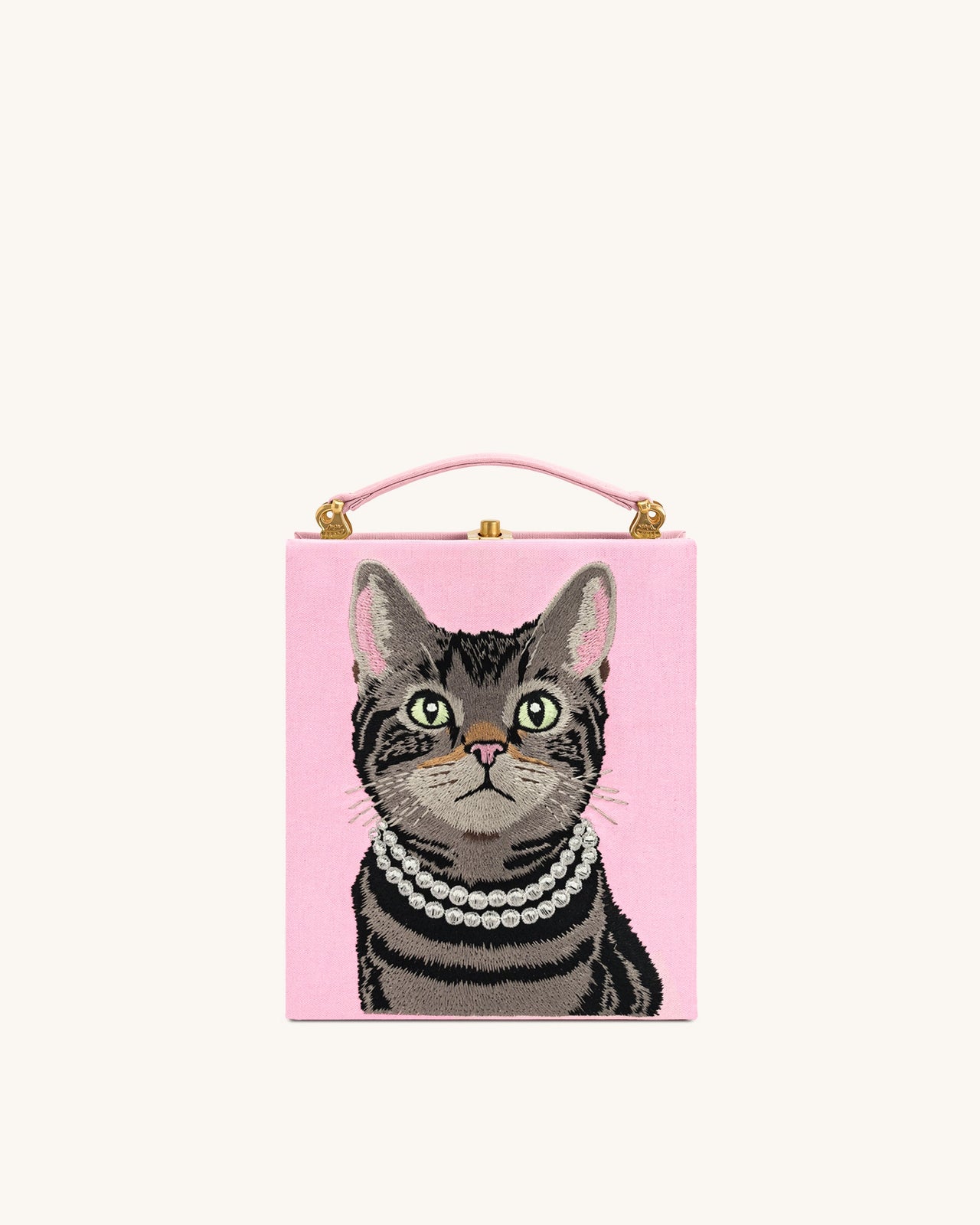 Taya Tabby Cat Pattern Book Shape Clutch Bag - Pink