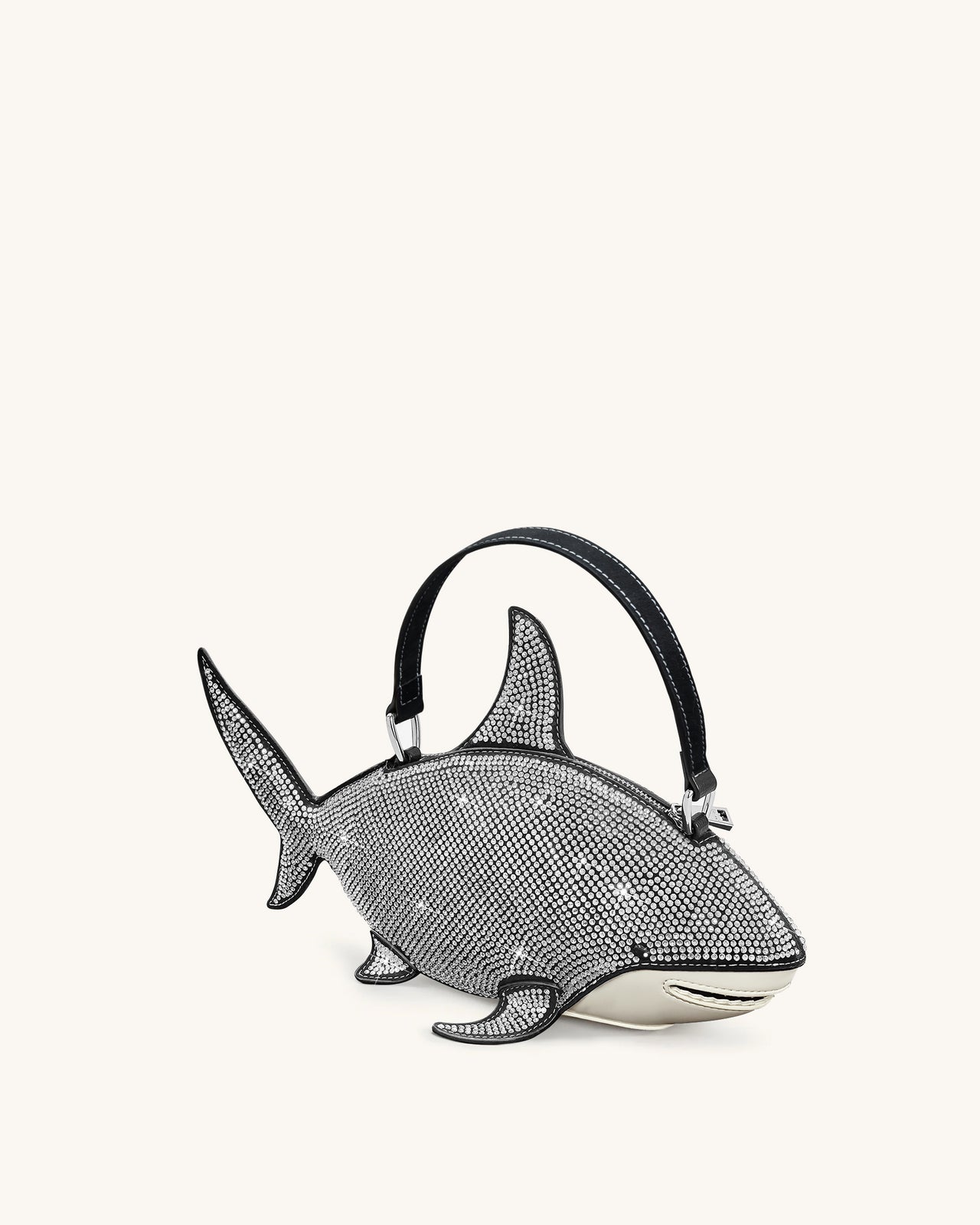 Nerys Artificial Crystal Shark Top Handle Bag - Black