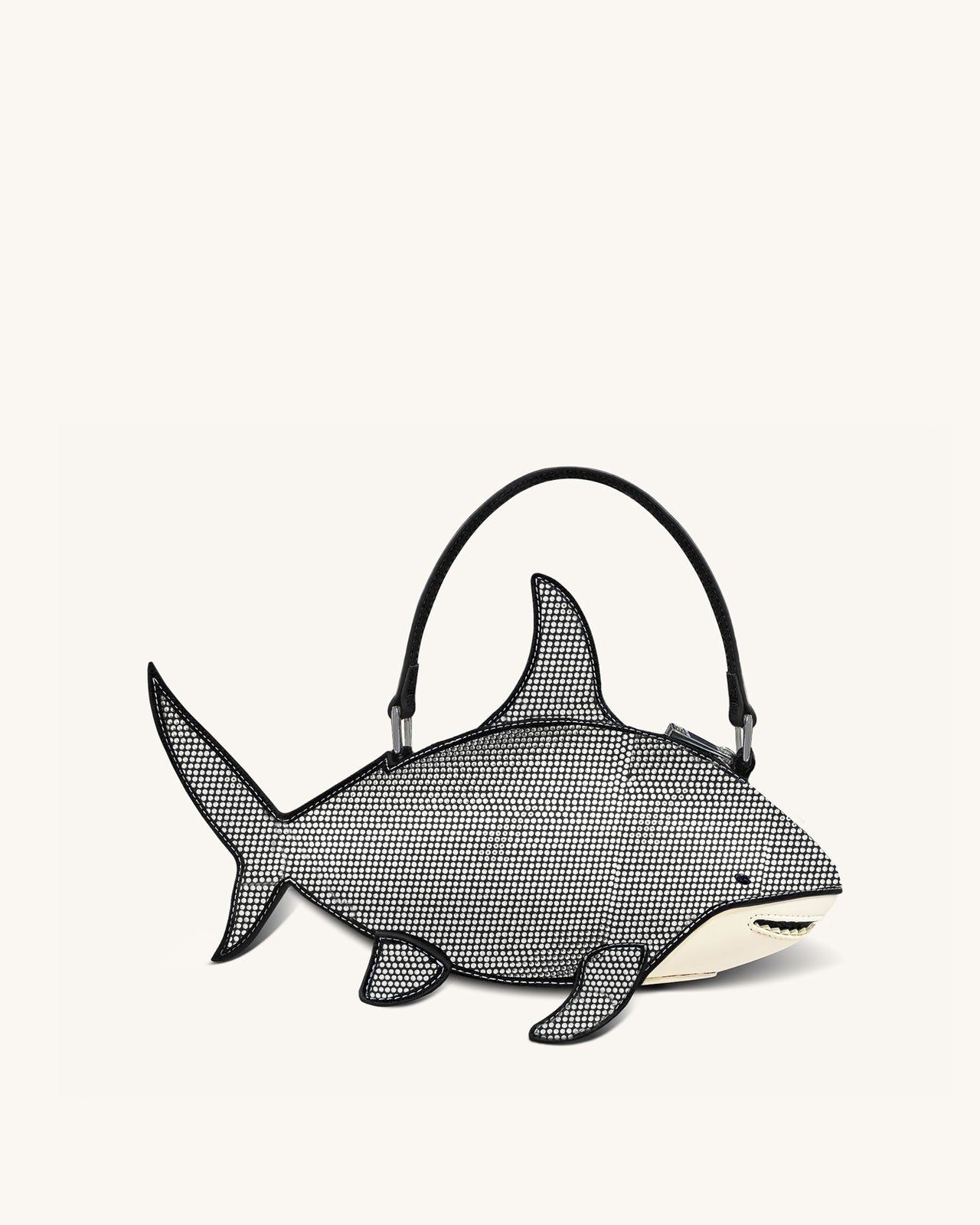 Nerys Artificial Crystal Shark Top Handle Bag - Black