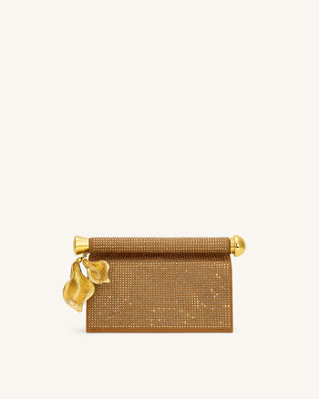 Holly Artificial Crystal Metal Pendant Embellished Clutch - Champagne